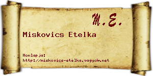 Miskovics Etelka névjegykártya